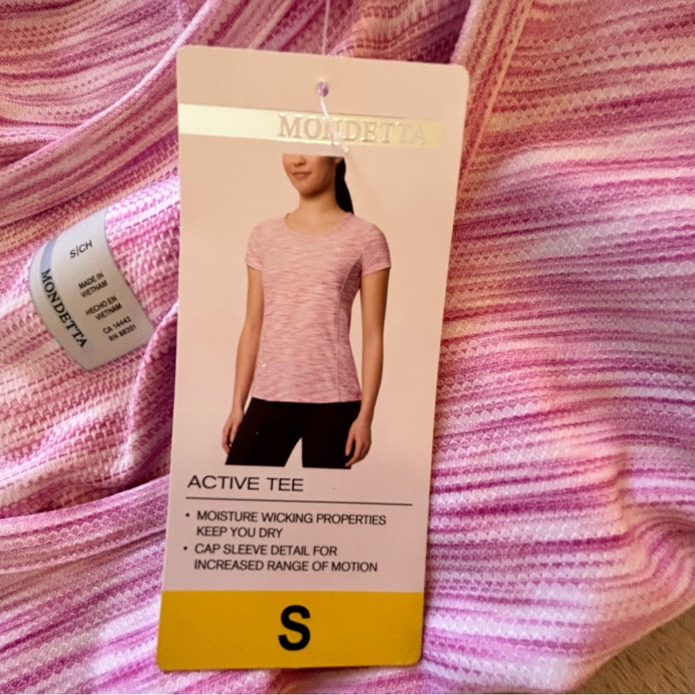 NWT Mondetta active tee pink white